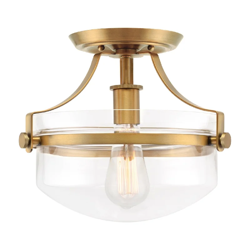 Industrial Lighting for Printing Press FacilitiesKira Home Zurich 12" Rustic Farmhouse Semi-Flush Mount Ceiling Light + Glass Shade, Warm Brass Finish Industrial Lighting for Printing Press FacilitiesKira Home Zurich 12" Rustic Farmhouse Semi-Flush Mount Ceiling Light + Glass Shade, Warm Brass Finish