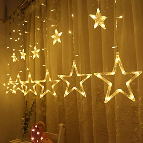 Color - Changing LED String Lights for Christmas Decor12 Stars 138 LED Curtain String Lights - 1 Pack - Ramadan Decoration - Warm White Color - Changing LED String Lights for Christmas Decor12 Stars 138 LED Curtain String Lights - 1 Pack - Ramadan Decoration - Warm White