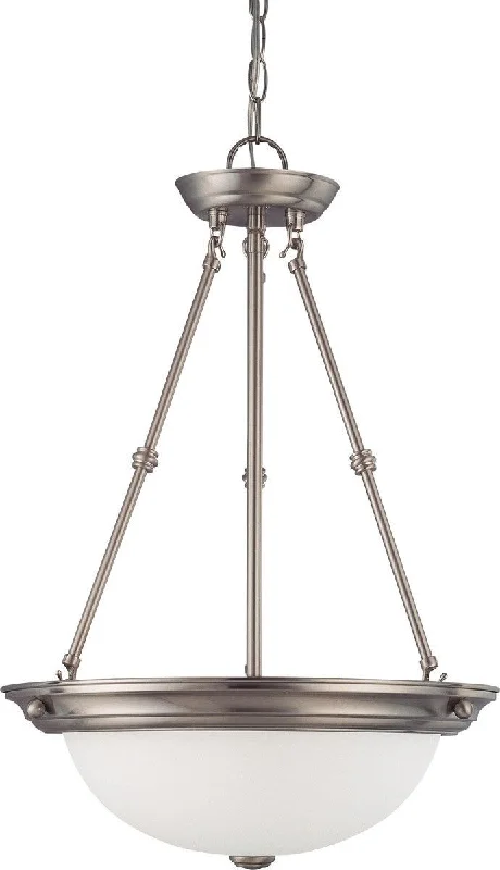 Nuvo Lighting 60-3297 Signature Collection Three Light Energy Star Efficient GU24 Hanging Pendant Chandelier in Brushed Nickel Finish Nuvo Lighting 60-3297 Signature Collection Three Light Energy Star Efficient GU24 Hanging Pendant Chandelier in Brushed Nickel Finish