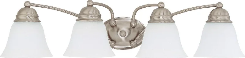 Nuvo Lighting 60-3321 Empire Collection Four Light Energy Star Efficient GU24 Bath Vanity Wall Mount in Brushed Nickel Finish Nuvo Lighting 60-3321 Empire Collection Four Light Energy Star Efficient GU24 Bath Vanity Wall Mount in Brushed Nickel Finish