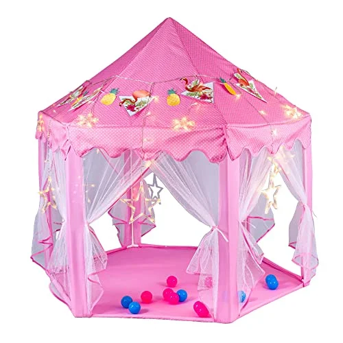 Waterproof String Lights for Patio Decor55"x 53" Princess Castle Play Tent for Girls Playhouse with 138 LED Star String Lights and Banners Decor, Kids Game House for Indoor Outdoor Game(Pink) Waterproof String Lights for Patio Decor55"x 53" Princess Castle Play Tent for Girls Playhouse with 138 LED Star String Lights and Banners Decor, Kids Game House for Indoor Outdoor Game(Pink)