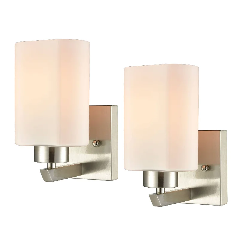 Shock - Resistant Industrial Lighting for Vibrating Machinery AreasModern Brush Nickel Wall Light Fixture with Off-white Glass Shade Set of 2 Shock - Resistant Industrial Lighting for Vibrating Machinery AreasModern Brush Nickel Wall Light Fixture with Off-white Glass Shade Set of 2