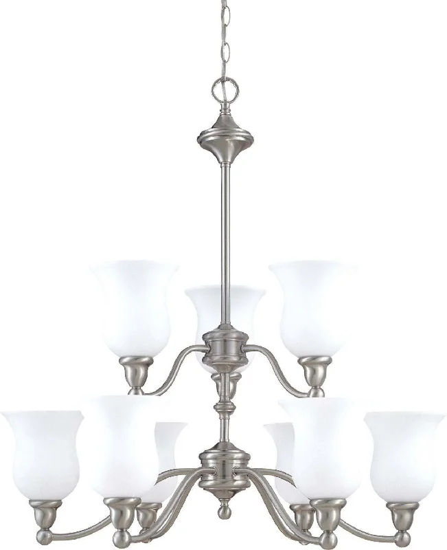 Nuvo Lighting 60-1803 Glenwood Collection Nine Light Hanging Chandelier in Brushed Nickel Finish Nuvo Lighting 60-1803 Glenwood Collection Nine Light Hanging Chandelier in Brushed Nickel Finish