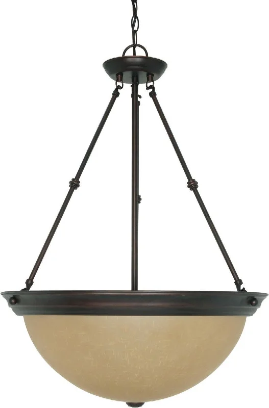 Nuvo Lighting 60-3113 Signature Collection Three Light Energy Star Efficient G24 Hanging Pendant Chandelier in Mahogany Bronze Finish Nuvo Lighting 60-3113 Signature Collection Three Light Energy Star Efficient G24 Hanging Pendant Chandelier in Mahogany Bronze Finish