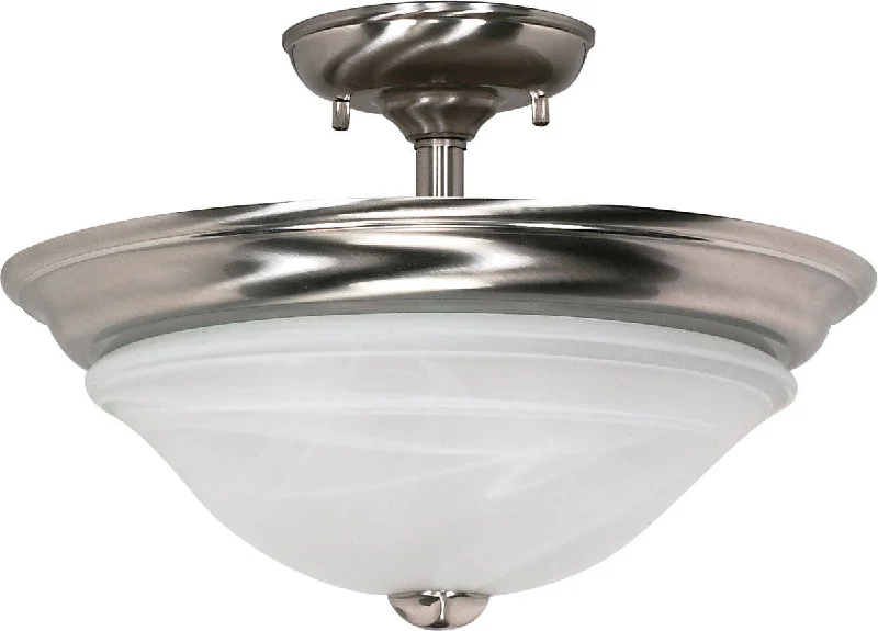 Nuvo Lighting 60-464 Triumph Collection Two Light Energy Star Efficient GU24 Semi Flush Ceiling Mount in Brushed Nickel Finish Nuvo Lighting 60-464 Triumph Collection Two Light Energy Star Efficient GU24 Semi Flush Ceiling Mount in Brushed Nickel Finish