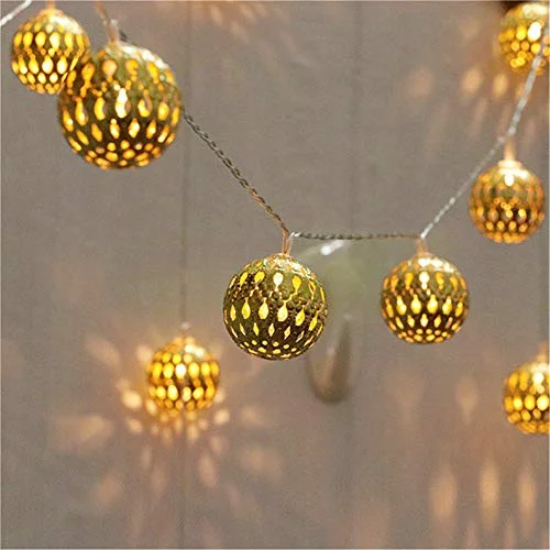 String Lights for Hotel Courtyard Lighting40 LED Globe String Lights - Battery Operated - Golden Moroccan Hanging Lights - Warm White String Lights for Hotel Courtyard Lighting40 LED Globe String Lights - Battery Operated - Golden Moroccan Hanging Lights - Warm White