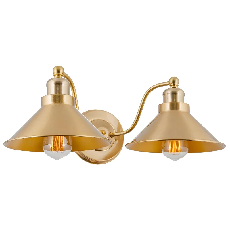 Industrial Lighting for Furniture FactoriesKira Home Welton 19" 2-Light Modern Farmhouse Bathroom Light, Vintage Wall Sconce Barn Light, Cool Brass Finish Industrial Lighting for Furniture FactoriesKira Home Welton 19" 2-Light Modern Farmhouse Bathroom Light, Vintage Wall Sconce Barn Light, Cool Brass Finish