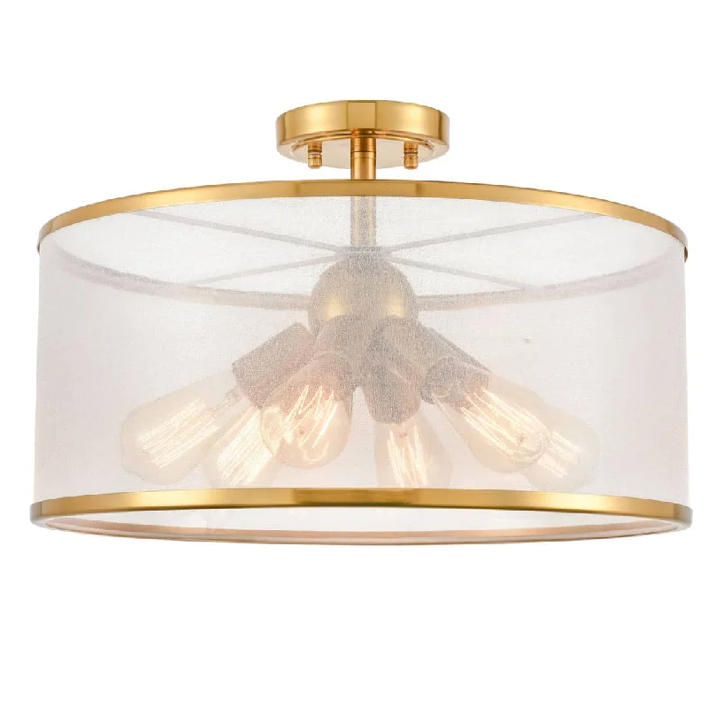 Explosion - Proof Industrial Lighting for Hazardous LocationsModern Gold Drum Ceiling Light Organza Lamp Shade 6-Light Explosion - Proof Industrial Lighting for Hazardous LocationsModern Gold Drum Ceiling Light Organza Lamp Shade 6-Light