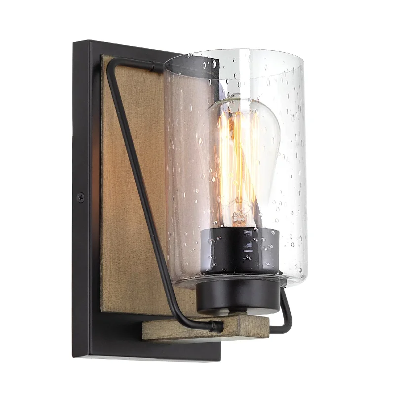 Industrial Lighting for Woodworking FactoriesKira Home Lennox 9" Modern Rustic Wall Sconce + Seeded Glass Cylinder Shade, Black Accents + Smoked Birch Wood Finish Industrial Lighting for Woodworking FactoriesKira Home Lennox 9" Modern Rustic Wall Sconce + Seeded Glass Cylinder Shade, Black Accents + Smoked Birch Wood Finish
