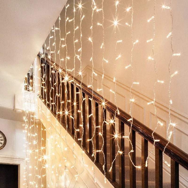 String Lights for Camping TripsCore Connect 4m x 3m 576 Warm White Connectable Curtain Lights Clear Cable String Lights for Camping TripsCore Connect 4m x 3m 576 Warm White Connectable Curtain Lights Clear Cable