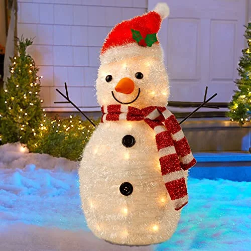 String Lights for DIY Home Decor Projects22 Inch Lighted Christmas Tinsel Snowman Decorations, Pre-Lit Light Up with 25 Count Clear Incandescent Lights, Indoor or Outdoor Garden Yard Lawn Festive Holiday Decoration String Lights for DIY Home Decor Projects22 Inch Lighted Christmas Tinsel Snowman Decorations, Pre-Lit Light Up with 25 Count Clear Incandescent Lights, Indoor or Outdoor Garden Yard Lawn Festive Holiday Decoration