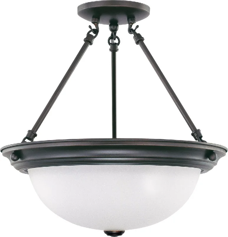Nuvo Lighting 60-3341 Signature Collection Three Light Energy Star Efficient GU24 Semi Flush Ceiling Mount in Mahogany Bronze Finish
