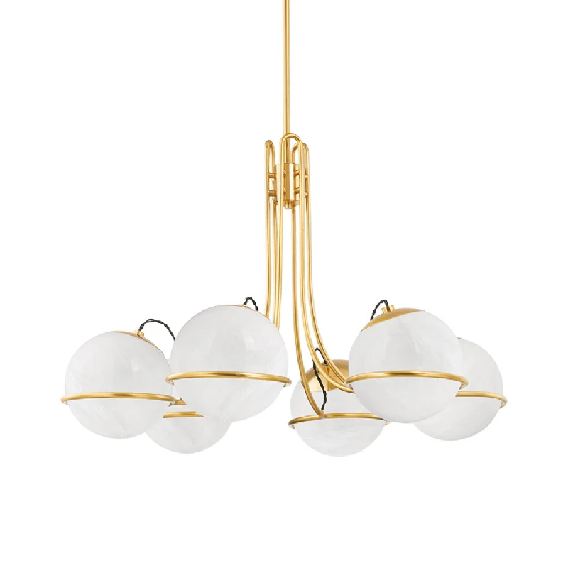 Industrial Lighting for Printing Press FacilitiesHingham 40" 6 Lights Chandelier Aged Brass Finish Industrial Lighting for Printing Press FacilitiesHingham 40" 6 Lights Chandelier Aged Brass Finish
