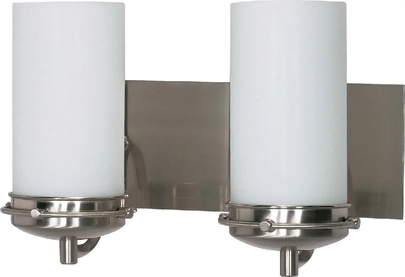 Nuvo Lighting 60-495 Polaris Collection Two Light Energy Star Efficient GU24 Bath Vanity Wall Sconce in Brushed Nickel Finish Nuvo Lighting 60-495 Polaris Collection Two Light Energy Star Efficient GU24 Bath Vanity Wall Sconce in Brushed Nickel Finish