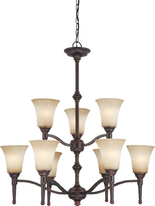 Nuvo Lighting 60-4249 Franklin Collection Nine Light Hanging Chandelier in Georgetown Bronze Finish Nuvo Lighting 60-4249 Franklin Collection Nine Light Hanging Chandelier in Georgetown Bronze Finish