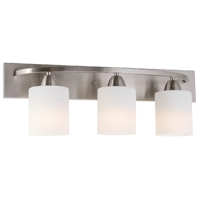 Industrial Exit Sign Lighting for Quick EvacuationKira Home Claremont 24" Modern 3-Light Vanity/Bathroom Light + Etched Cylinder Glass Shades, Brushed Nickel Finish