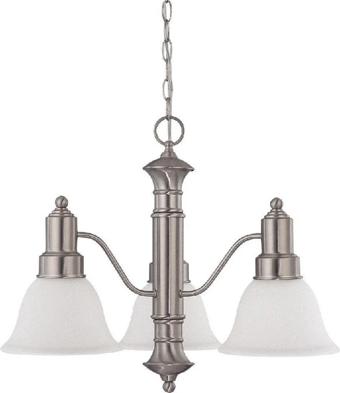 Nuvo Lighting 60-3293 Gotham Collection Three Light Energy Star Efficient GU24 Hanging Chandelier in Brushed Nickel Finish