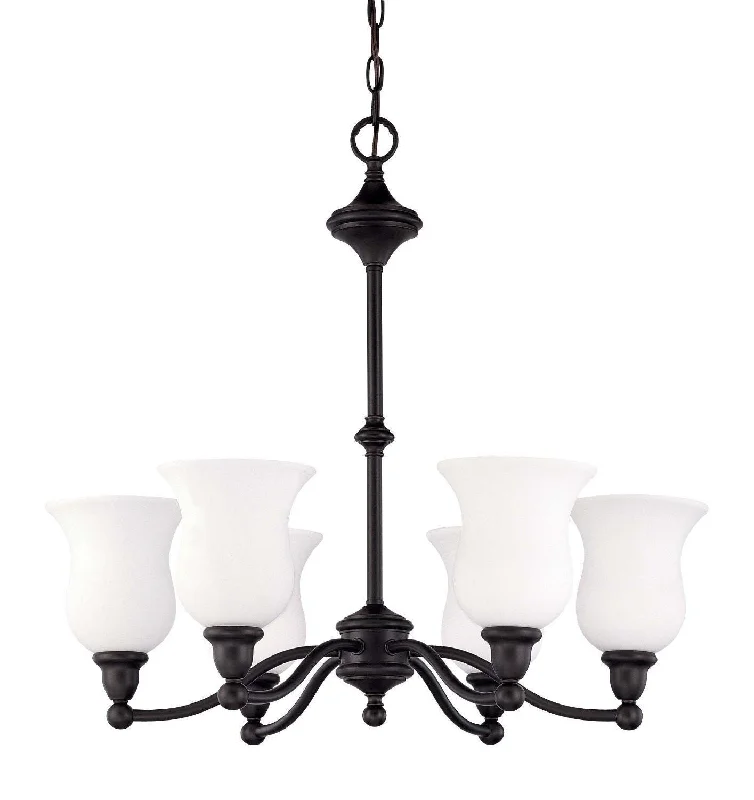 Nuvo Lighting 60-2427 Glenwood Collection Six Light Energy Star Rated Fluorescent GU24 Hanging Chandelier in Sudbury Bronze Finish Nuvo Lighting 60-2427 Glenwood Collection Six Light Energy Star Rated Fluorescent GU24 Hanging Chandelier in Sudbury Bronze Finish