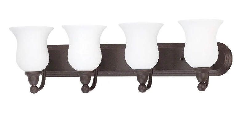 Nuvo Lighting 60-2441 Glenwood Collection Four Light Energy Star Efficient Fluorescent GU24 Bath Vanity Wall Mount in Sudbury Bronze Finish Nuvo Lighting 60-2441 Glenwood Collection Four Light Energy Star Efficient Fluorescent GU24 Bath Vanity Wall Mount in Sudbury Bronze Finish
