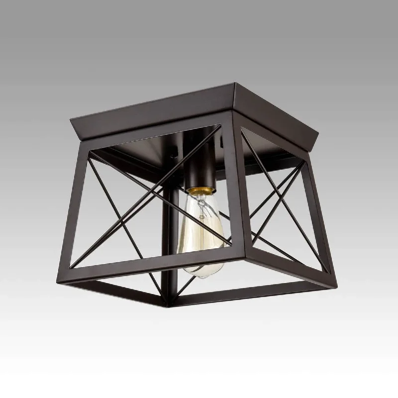 Industrial Lighting for Woodworking FactoriesMetal Retro Industrial Oil Rubbed Bronze Retangle Flush Mount Ceiling Light
