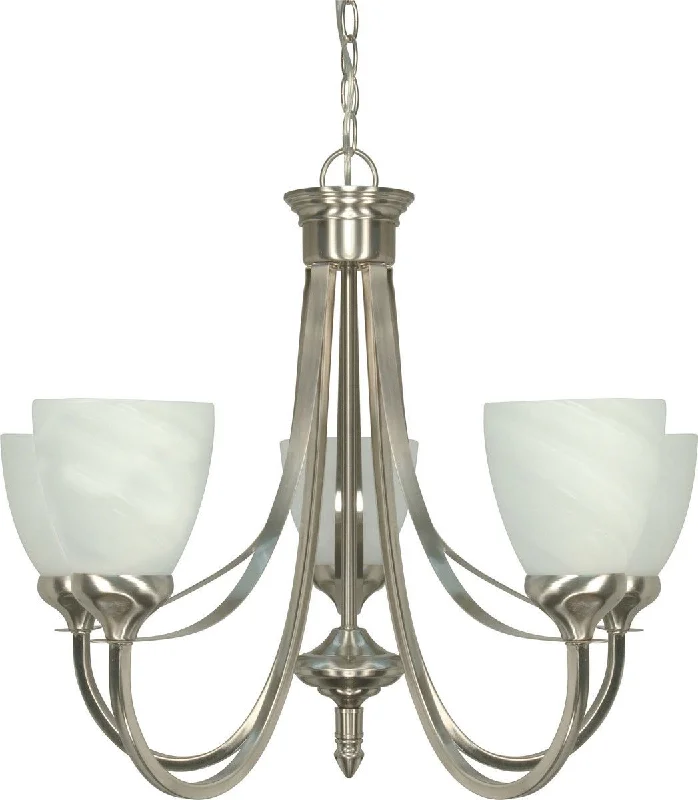 Nuvo Lighting 60-460 Triumph Collection Five Light Energy Star Efficient GU24 Hanging Chandelier in Brushed Nickel Finish Nuvo Lighting 60-460 Triumph Collection Five Light Energy Star Efficient GU24 Hanging Chandelier in Brushed Nickel Finish