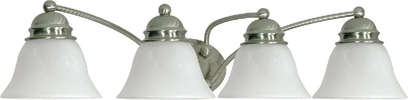 Nuvo Lighting 60-3207 Empire Collection Four Light Energy Star Efficient GU24 Bath Vanity Wall Mount in Brushed Nickel Finish Nuvo Lighting 60-3207 Empire Collection Four Light Energy Star Efficient GU24 Bath Vanity Wall Mount in Brushed Nickel Finish