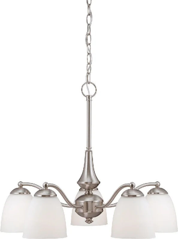 Nuvo Lighting 60-5063 Patton Collection Five Light Energy Star Efficient GU24 Hanging Chandelier in Brushed Nickel Finish Nuvo Lighting 60-5063 Patton Collection Five Light Energy Star Efficient GU24 Hanging Chandelier in Brushed Nickel Finish