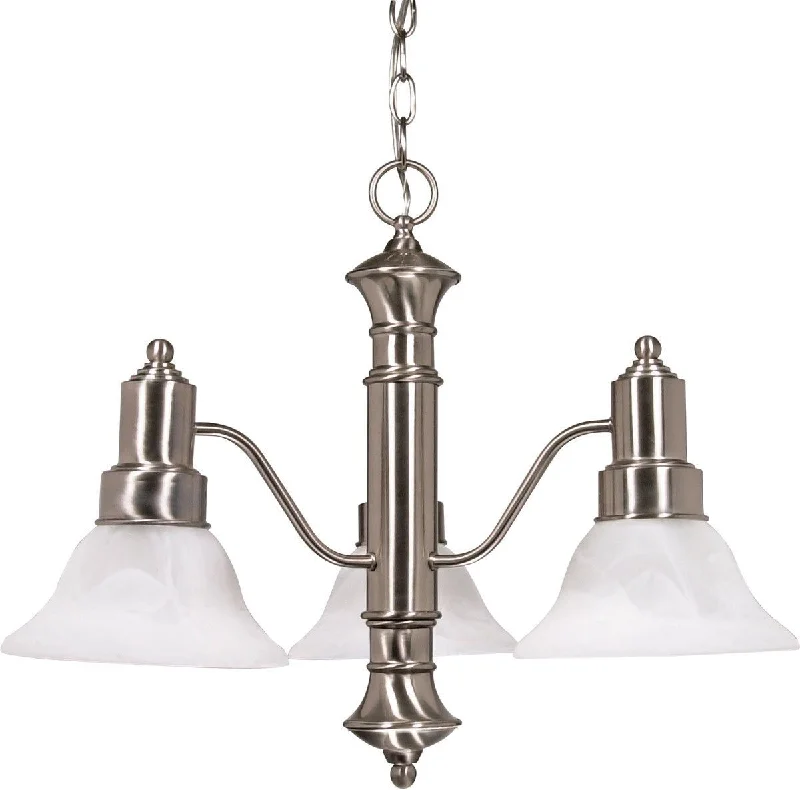 Nuvo Lighting 60-3183 Gotham Collection Three Light Energy Star Efficient GU24 Hanging Chandelier in Brushed Nickel Finish Nuvo Lighting 60-3183 Gotham Collection Three Light Energy Star Efficient GU24 Hanging Chandelier in Brushed Nickel Finish