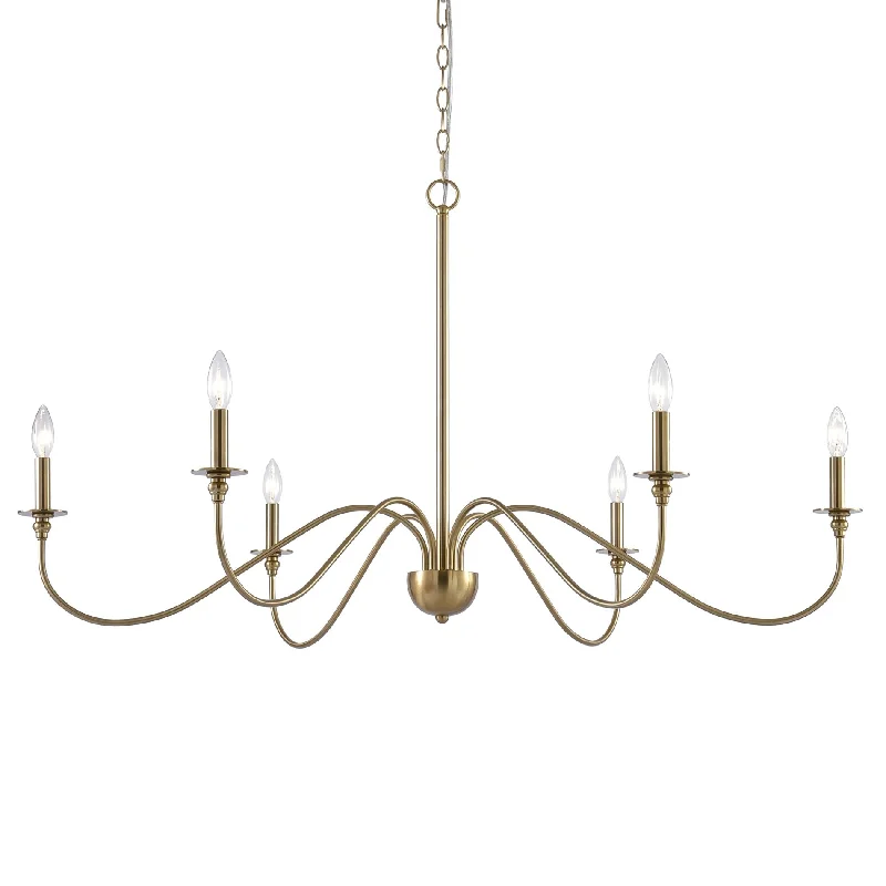Corrosion - Resistant Industrial Lighting for Coastal FactoriesKira Home Archer 47" 6-Light Large Modern Chandelier + Curved Arms, Adjustable Hanging Height, Cool Brass Finish Corrosion - Resistant Industrial Lighting for Coastal FactoriesKira Home Archer 47" 6-Light Large Modern Chandelier + Curved Arms, Adjustable Hanging Height, Cool Brass Finish