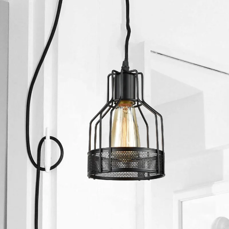 Industrial Flood Lighting for Outdoor Loading DocksMetal Mesh Cage Small Plug-In Pendant Light Industrial Flood Lighting for Outdoor Loading DocksMetal Mesh Cage Small Plug-In Pendant Light
