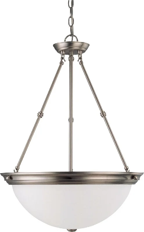 Nuvo Lighting 60-3298 Signature Collection Three Light Energy Star Efficient GU24 Hanging Pendant Chandelier in Brushed Nickel Finish Nuvo Lighting 60-3298 Signature Collection Three Light Energy Star Efficient GU24 Hanging Pendant Chandelier in Brushed Nickel Finish