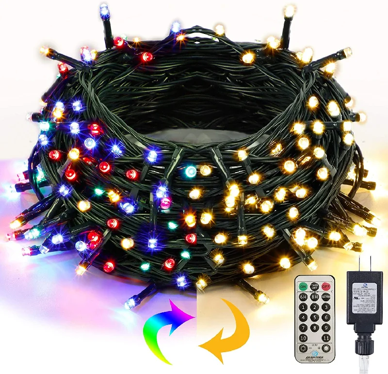 String Lights for Porch LightingChristmas String Lights - 66ft 200 LED Color Changing Tree Light - Plug in - 11 Modes Functions - Warm White & Multicolor - Remote Timer String Lights for Porch LightingChristmas String Lights - 66ft 200 LED Color Changing Tree Light - Plug in - 11 Modes Functions - Warm White & Multicolor - Remote Timer