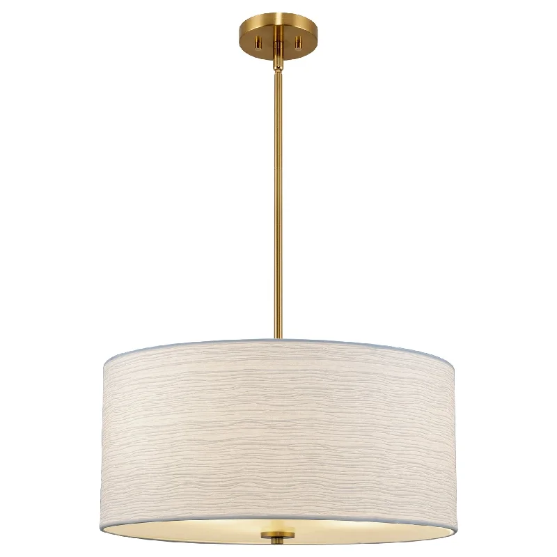 Industrial Lighting for Printing Press FacilitiesKira Home Pearl 18" Modern 3-Light Large Drum Pendant Chandelier, White Textured Shade + Glass Diffuser, Adjustable Height, LED Compatible, Cool Brass Finish