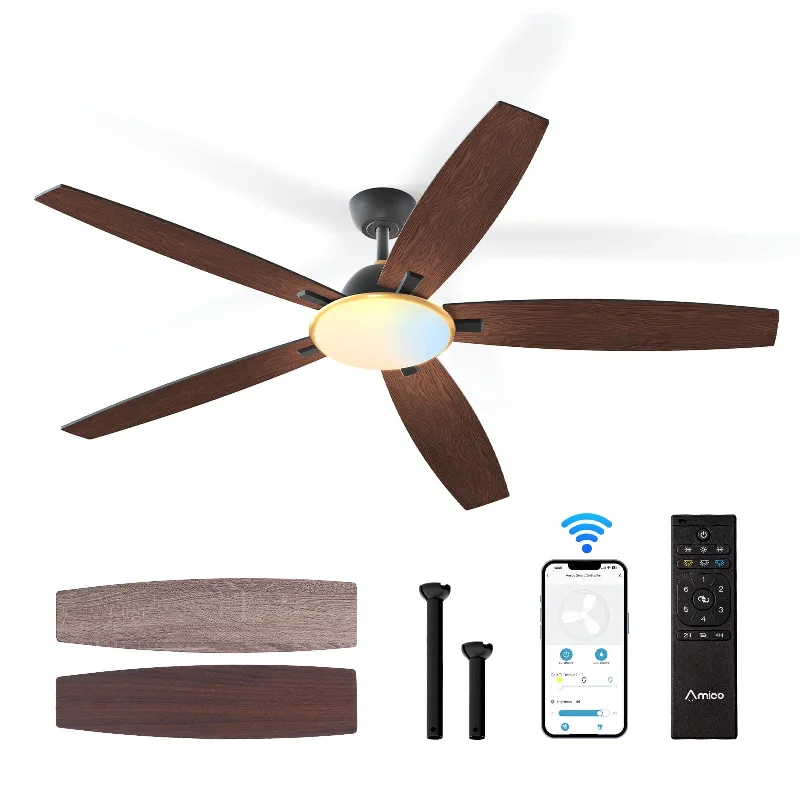 Low - Bay Industrial Lighting Fixtures for Small Factories5 Blade Smart WiFi 52 Inch 6 Speeds Ceiling Fan With Light And Remote, Alexa & Google Home, 3CCT, 3000K/4000K/6000K, Noise-free Experience Low - Bay Industrial Lighting Fixtures for Small Factories5 Blade Smart WiFi 52 Inch 6 Speeds Ceiling Fan With Light And Remote, Alexa & Google Home, 3CCT, 3000K/4000K/6000K, Noise-free Experience