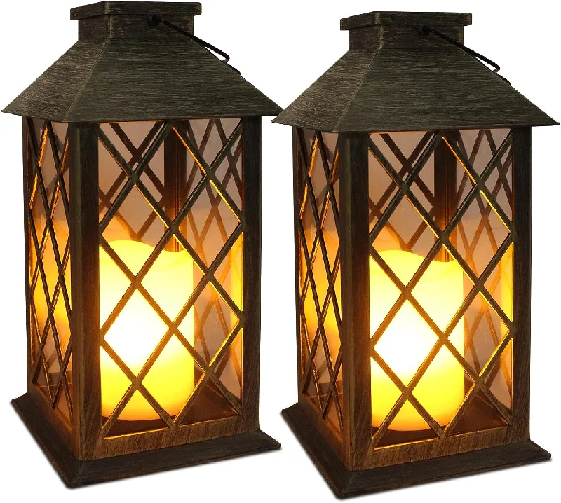 Solar - Powered String Lights for Energy - Saving BackyardsSolar Lantern,Outdoor Garden Hanging Lanterns,2 Pack 14 Inch Lasts 3X Longer 10 lumens Waterproof LED Flickering Flameless Candle Mission Lights for Table,Outdoor,Party Decorative Solar - Powered String Lights for Energy - Saving BackyardsSolar Lantern,Outdoor Garden Hanging Lanterns,2 Pack 14 Inch Lasts 3X Longer 10 lumens Waterproof LED Flickering Flameless Candle Mission Lights for Table,Outdoor,Party Decorative