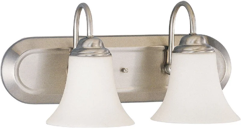 Nuvo Lighting 60-1913 Dupont Collection Two Light Energy Star Efficient GU24 Bath Vanity Wall Fixture in Brushed Nickel Finish Nuvo Lighting 60-1913 Dupont Collection Two Light Energy Star Efficient GU24 Bath Vanity Wall Fixture in Brushed Nickel Finish