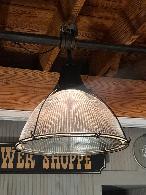 Industrial Task Lighting for Precision WorkstationsIndustrial Glass Large 22” Diameter Holophane Style Light Pendant Fixture Industrial Task Lighting for Precision WorkstationsIndustrial Glass Large 22” Diameter Holophane Style Light Pendant Fixture