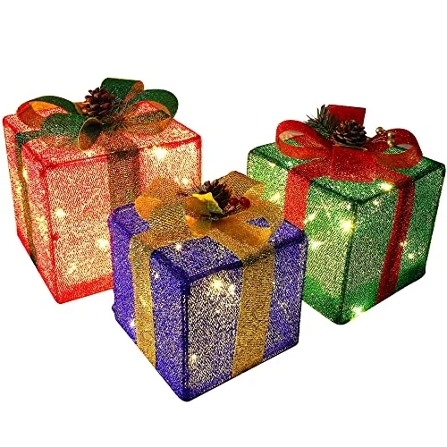 Fairy String Lights for Bedroom DecorChristmas Lighted Pop Up Gift Boxes Decorations, Tinsel Present Box, Pre-lit 60 LED Light Up Tree Skirt Ornament, Indoor Outdoor Red Green & Blue for Holiday Party Xmas Home Yard - 3 Pack Fairy String Lights for Bedroom DecorChristmas Lighted Pop Up Gift Boxes Decorations, Tinsel Present Box, Pre-lit 60 LED Light Up Tree Skirt Ornament, Indoor Outdoor Red Green & Blue for Holiday Party Xmas Home Yard - 3 Pack