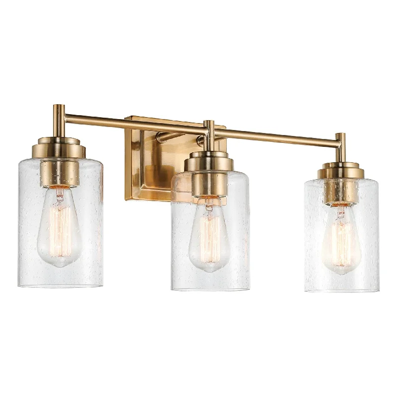 Industrial Wall - Mounted Lighting for Workshop WallsKira Home Brenton 23" 3-Light Modern Chic Vanity / Bathroom Light + Seeded Cylinder Glass Shades, Cool Brass/Gold Finish Industrial Wall - Mounted Lighting for Workshop WallsKira Home Brenton 23" 3-Light Modern Chic Vanity / Bathroom Light + Seeded Cylinder Glass Shades, Cool Brass/Gold Finish