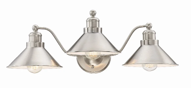 Shock - Resistant Industrial Lighting for Vibrating Machinery AreasKira Home Welton 25.5" 3-Light Modern Farmhouse Bathroom Light, Vintage Vanity Barn Light, Brushed Nickel Finish Shock - Resistant Industrial Lighting for Vibrating Machinery AreasKira Home Welton 25.5" 3-Light Modern Farmhouse Bathroom Light, Vintage Vanity Barn Light, Brushed Nickel Finish