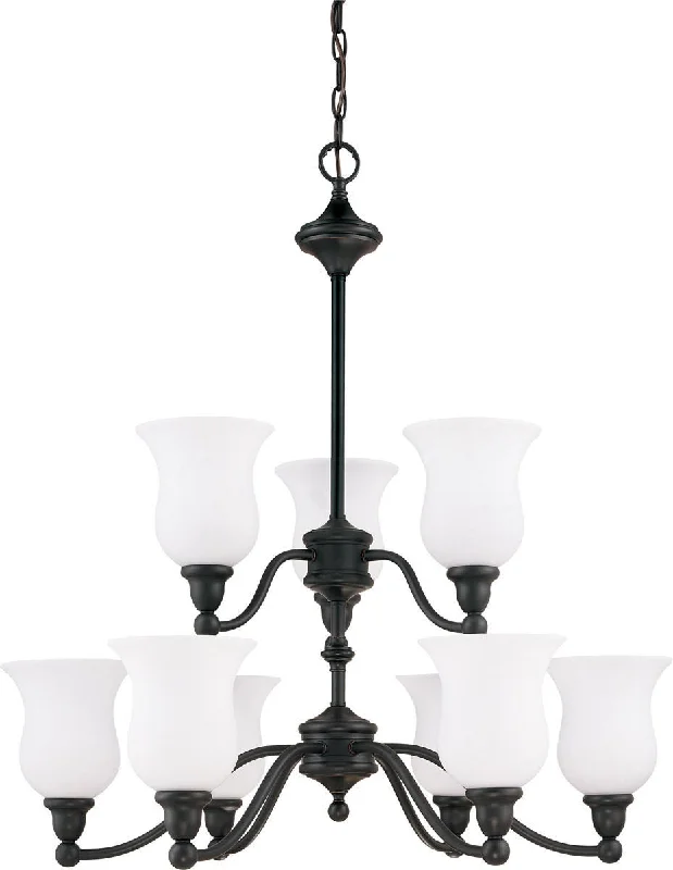 Nuvo Lighting 60-2428 Glenwood Collection Nine Light Energy Star Rated Fluorescent GU24 Hanging Chandelier in Sudbury Bronze Finish Nuvo Lighting 60-2428 Glenwood Collection Nine Light Energy Star Rated Fluorescent GU24 Hanging Chandelier in Sudbury Bronze Finish