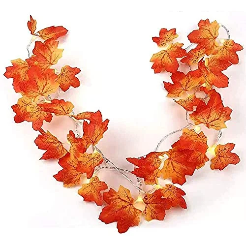 String Lights with Multicolored Bulbs for Festive OccasionsThanksgiving Decoration Fall Lights - Maple Leaves String Lights - 20 LED 11ft Battery Operated Light - 4 Pack String Lights with Multicolored Bulbs for Festive OccasionsThanksgiving Decoration Fall Lights - Maple Leaves String Lights - 20 LED 11ft Battery Operated Light - 4 Pack