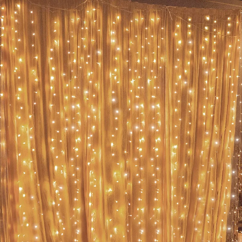 String Lights with Edison Bulbs for Rustic Ambiance300 LED Window Curtain String Light - Warm White