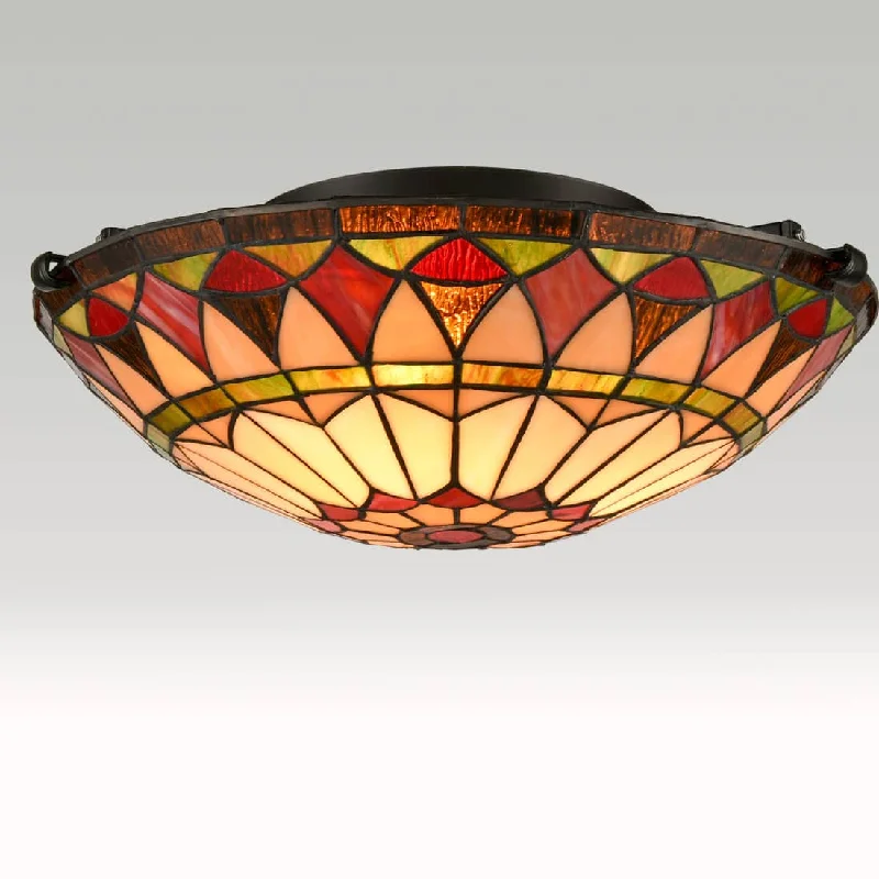 Industrial Lighting for Printing Press FacilitiesTiffany Semi Flush Ceiling Light Stained Glass Colorful
