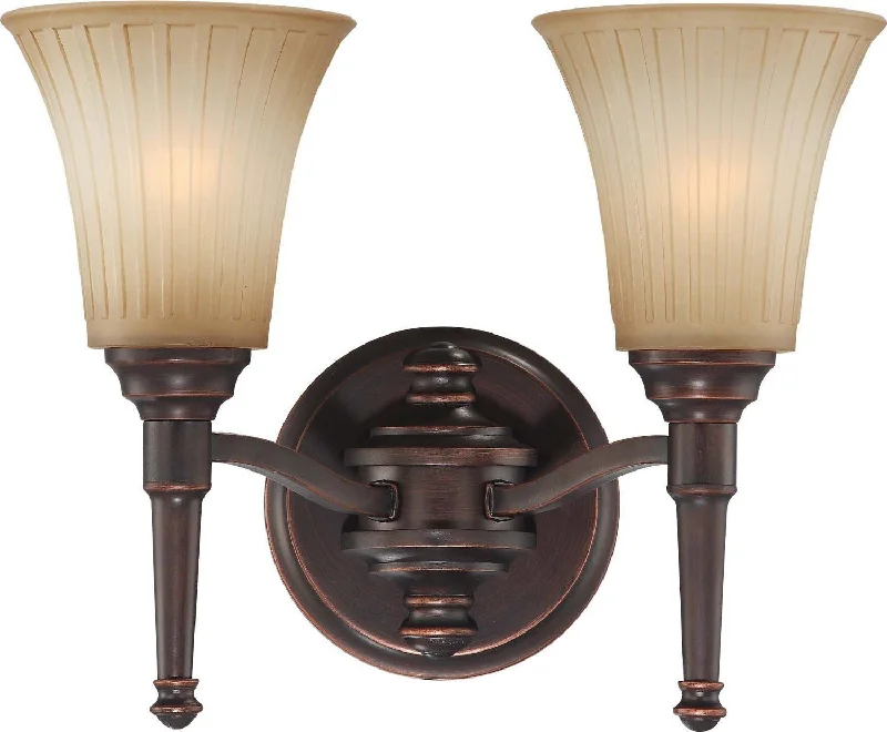 Nuvo Lighting 60-4242 Franklin Collection Two Light Bath Vanity Wall Sconce in Georgetown Bronze Finish Nuvo Lighting 60-4242 Franklin Collection Two Light Bath Vanity Wall Sconce in Georgetown Bronze Finish