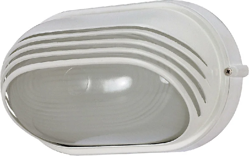 Nuvo Lighting 60-566 Signature Collection One Light Energy Efficient GU24 Exterior Outdoor Bulk Head Wall Lantern in Semi Gloss White Finish Nuvo Lighting 60-566 Signature Collection One Light Energy Efficient GU24 Exterior Outdoor Bulk Head Wall Lantern in Semi Gloss White Finish
