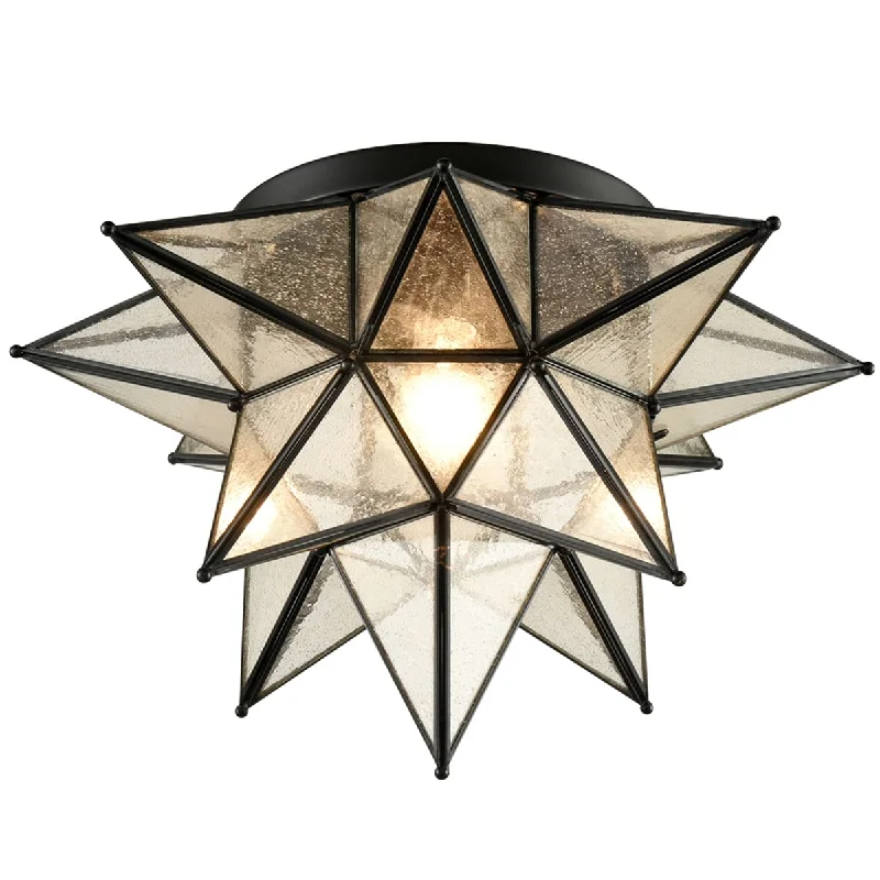 Energy - Efficient Industrial Lighting for Cost - SavingsSeeded Glass Moravian Star Flush Mount Ceiling Light, 18-Inch, Black Energy - Efficient Industrial Lighting for Cost - SavingsSeeded Glass Moravian Star Flush Mount Ceiling Light, 18-Inch, Black