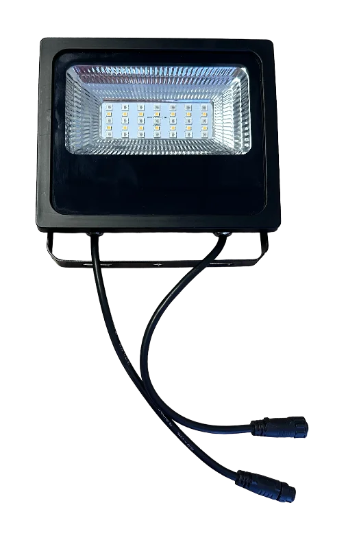 String Lights with Multicolored Bulbs for Festive OccasionsMinleon Permanent Lighting: RGBW Flood Lights. String Lights with Multicolored Bulbs for Festive OccasionsMinleon Permanent Lighting: RGBW Flood Lights.