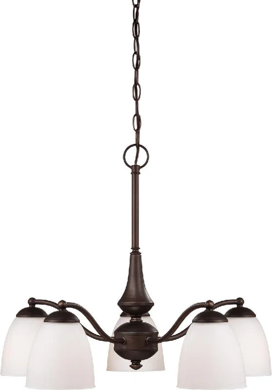 Nuvo Lighting 60-5163 Patton Collection Five Light Energy Star Efficient GU24 Hanging Chandelier in Prairie Bronze Finish Nuvo Lighting 60-5163 Patton Collection Five Light Energy Star Efficient GU24 Hanging Chandelier in Prairie Bronze Finish