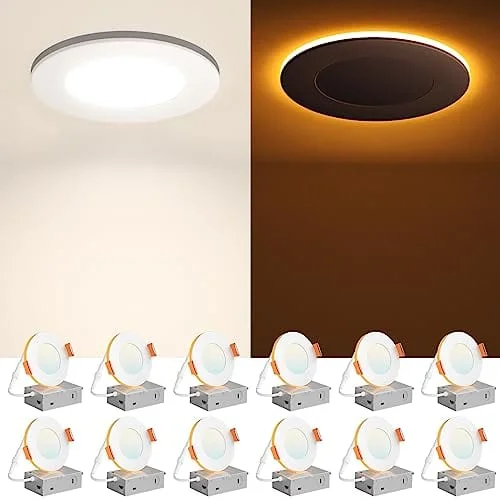 Low - Bay Industrial Lighting Fixtures for Small Factories1/6/12/20 Pack 3/4/6/8 Inch White Canless Recessed Lighting With Night Light, 5CCT, 2700K/3000K/3500K/4000K/5000K Low - Bay Industrial Lighting Fixtures for Small Factories1/6/12/20 Pack 3/4/6/8 Inch White Canless Recessed Lighting With Night Light, 5CCT, 2700K/3000K/3500K/4000K/5000K